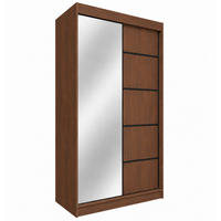 KLEIDERSCHRANK Malika 120 cm Nussbaum Warmia Spiegel 2 Schubl. Griffe schwarz - Nussbaumfarben, Holzwerkstoff (120/216/61cm) - KS Home Concept