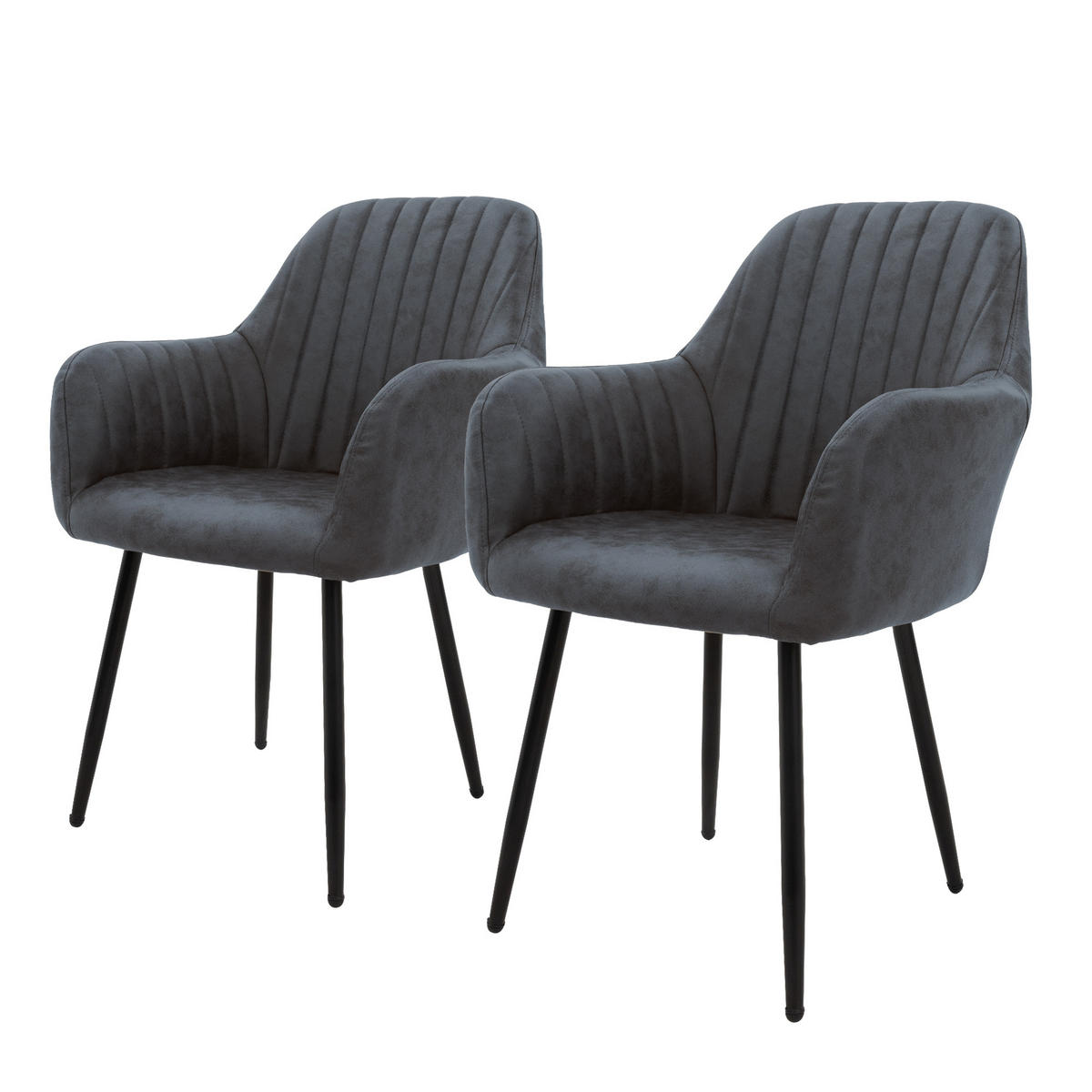 STUHL Kunstleder anthrazit - Anthrazit, Metall (60/84/58cm) - ML-DESIGN