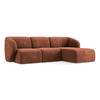 ECKSOFA Rechts Chenille Stoff Orange - Terracotta/Schwarz, Holzwerkstoff/Kunststoff (248/166cm) - LaMiaSofa