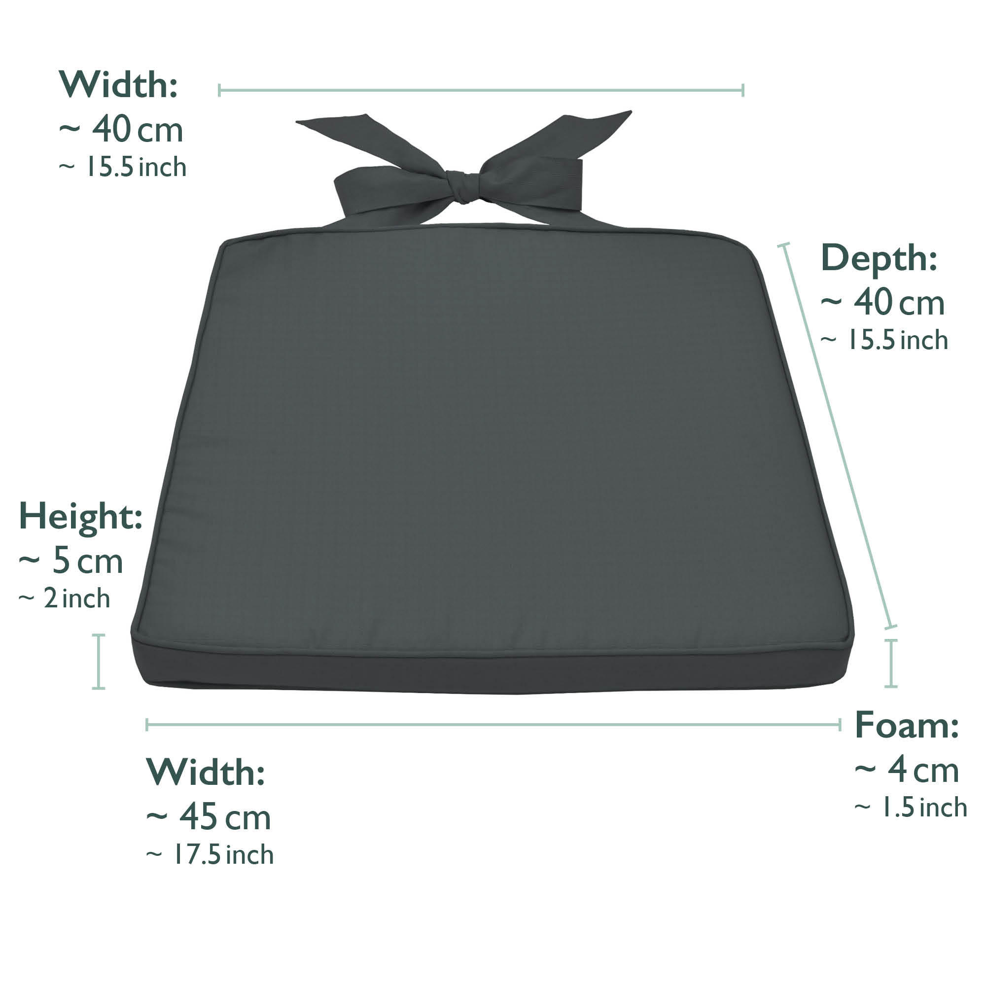 STUHLKISSEN Pia 45/40/5 cm Graphitgrau 4tlg - Grau, Textil (40/45cm) - Beautissu 