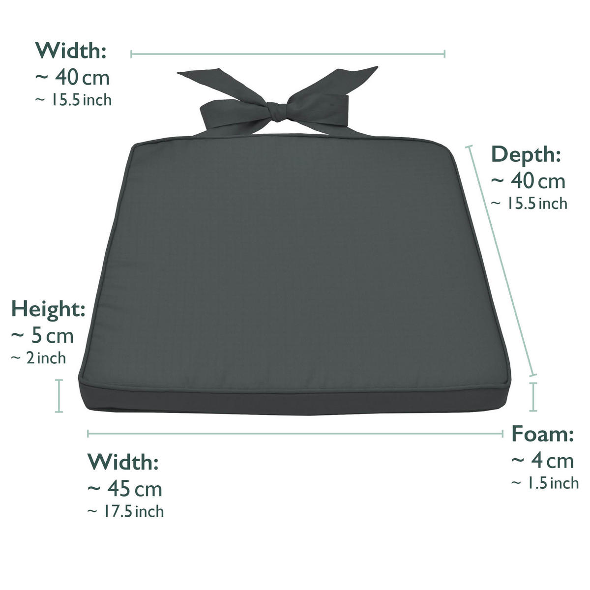 STUHLKISSEN Pia 45/40/5 cm Graphitgrau 4tlg - Grau, Textil (40/45cm) - Beautissu 