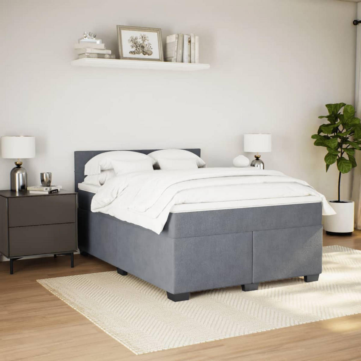 BOXSPRINGBETT Mit Matratze Dunkelgrau 160/200 Cm Samt - Grau, Textil (160/200cm) - vidaXL