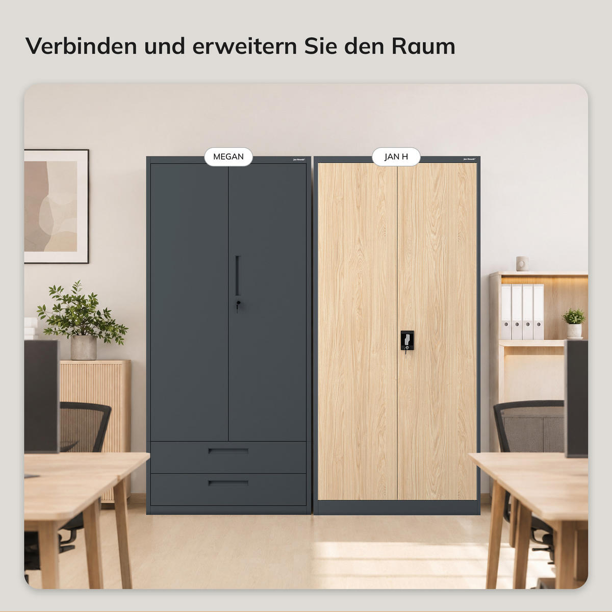 BÜRO-AKTENSCHRANK JAN H 195x90x40 cm - Anthrazit/Sonoma Eiche, Metall (90/195/40cm) - Jan Nowak