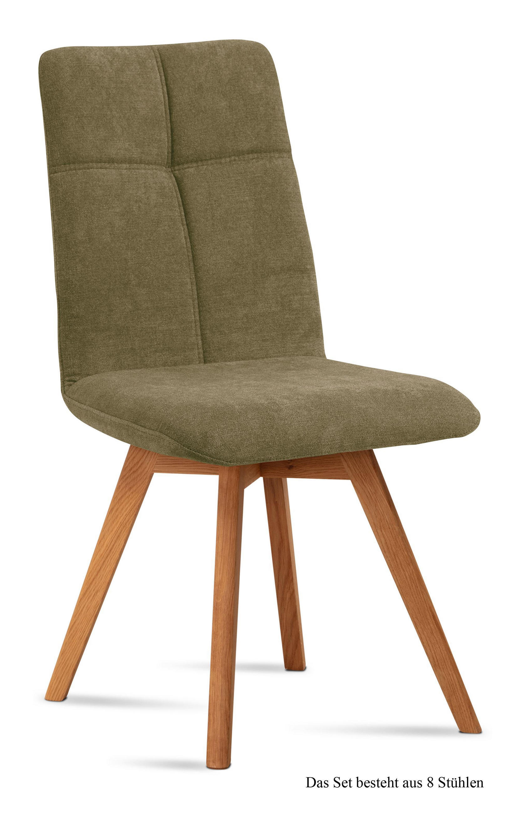 ESSZIMMERSTUHL (8er-Set) Dimut 47x92x60 Eiche geölt/Olivgrün - Eichefarben/Olivgrün, Kunststoff (60/92/47cm) - 58aufmkessel