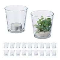 20xTEELICHTGLÄSER - Transparent, Glas (7.5cm) - Relaxdays