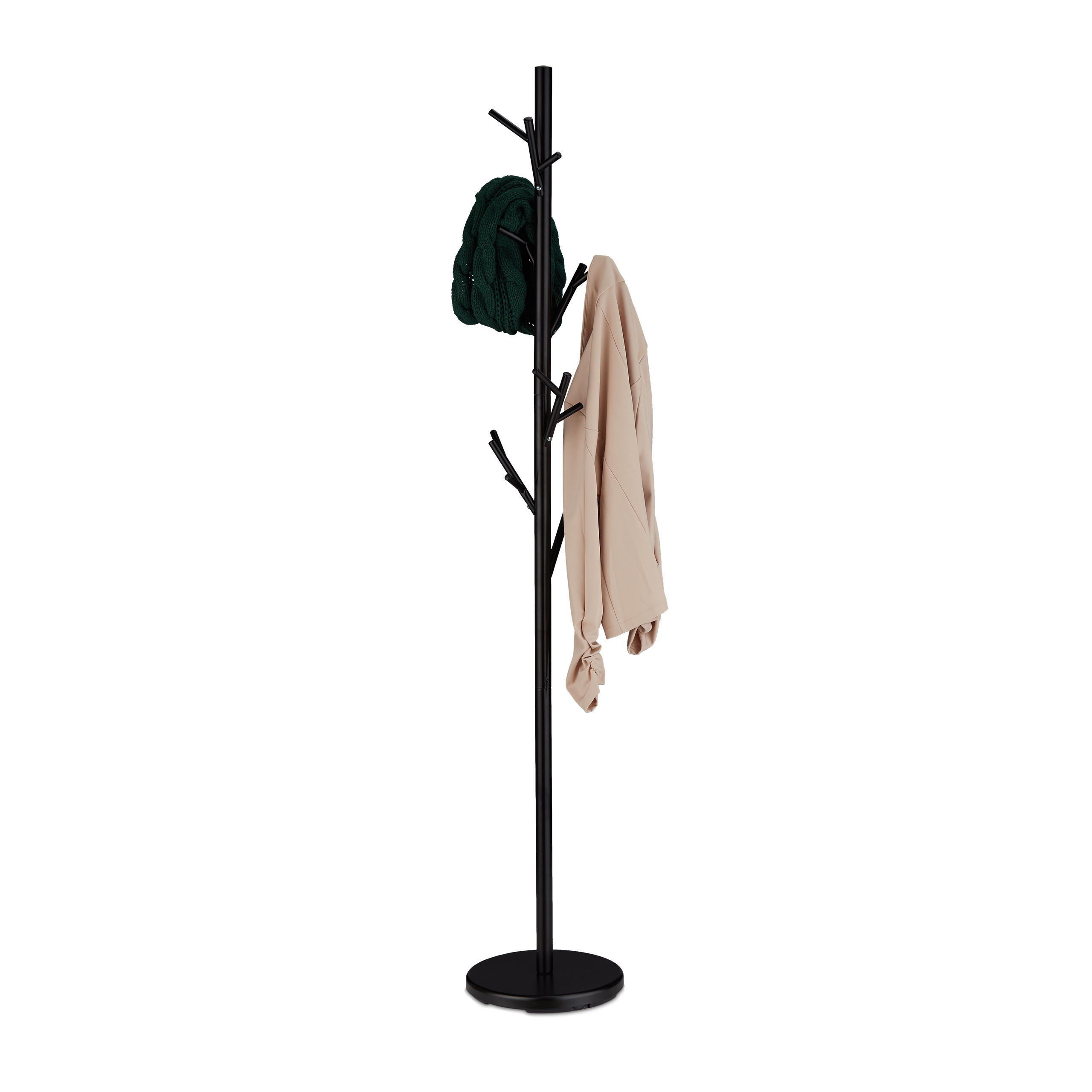 KLÄDSTÄLLNING svart metall 12 krokar 176/30/30 cm