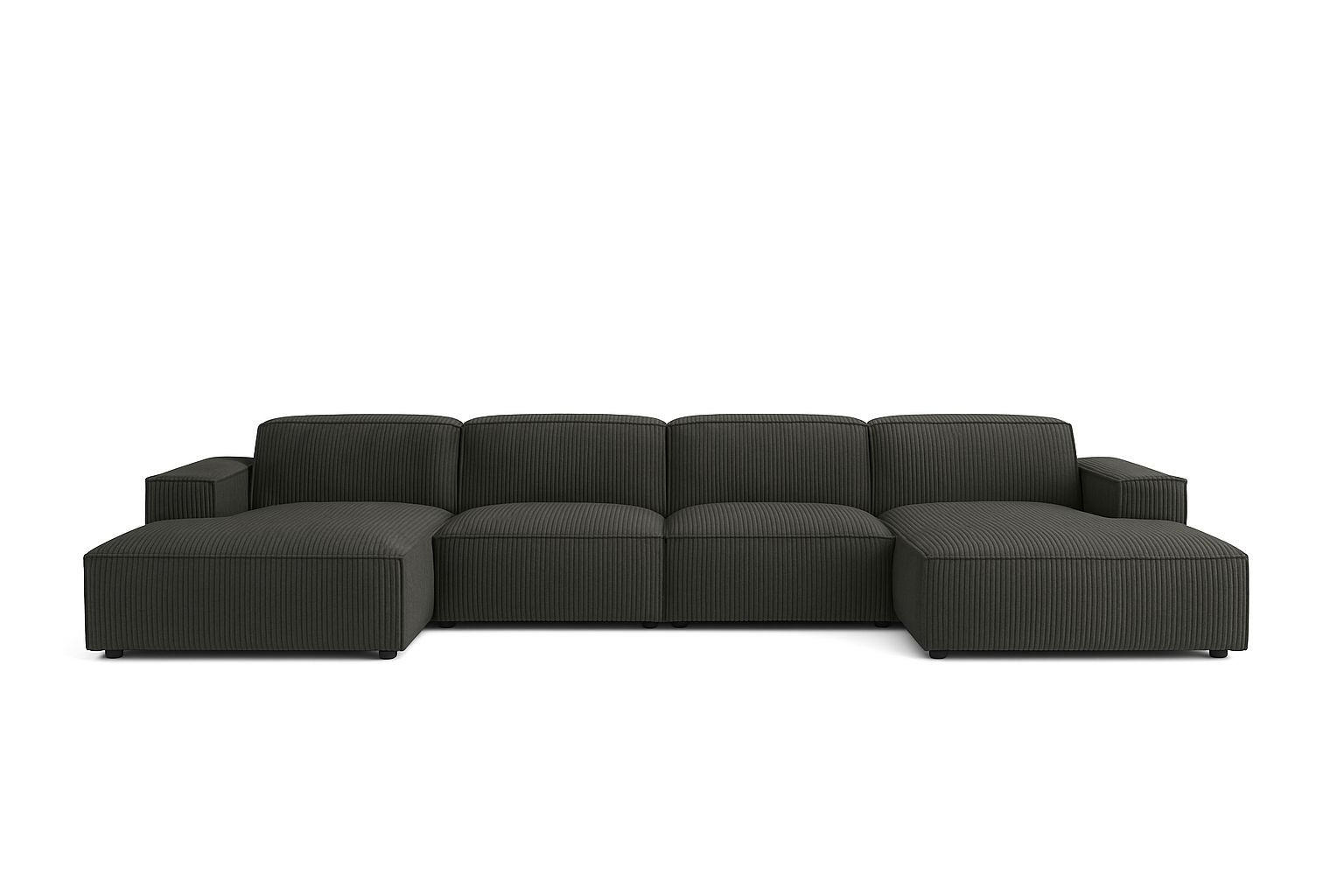 ECKSOFA Cursal U-Form, Stoff Poso, Grau - Grau, Holz (364/166cm) - Kaiser Möbel