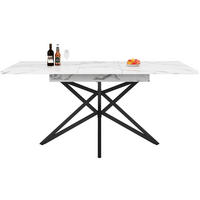 ESSTISCH Ausziehbar 120-160cm Walnuss Marmor Schwarz - Weiß, Metall (80/120/76cm) - FLIEKS