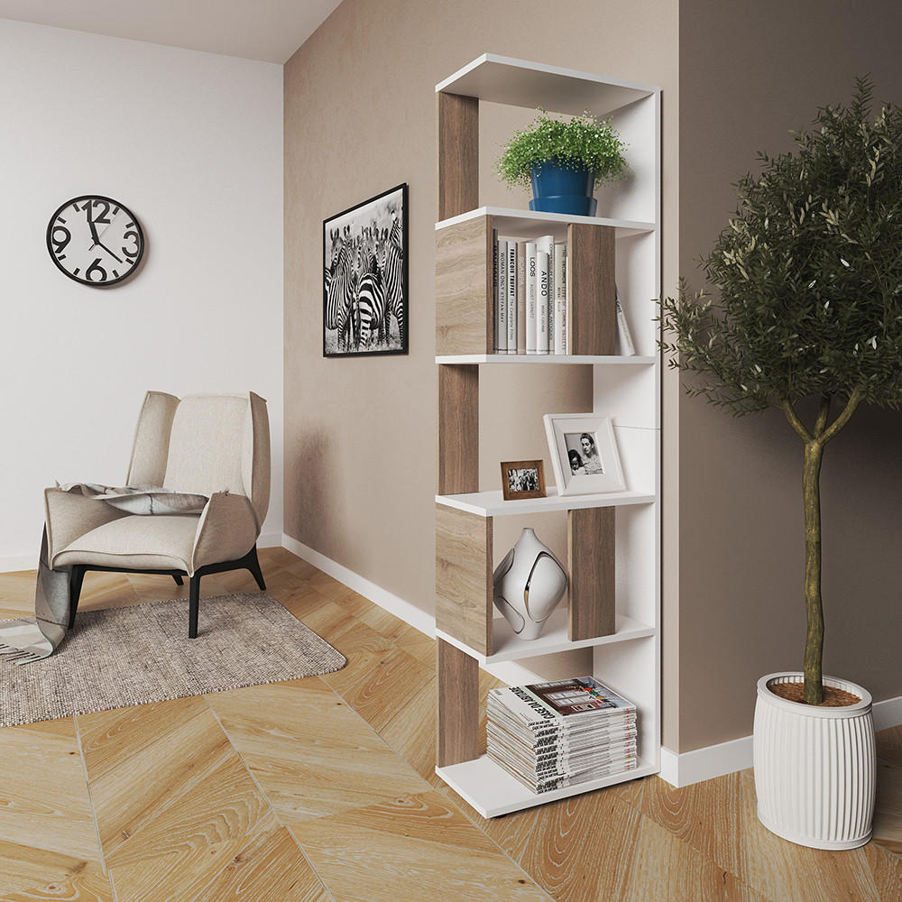 RAUMTEILER Sonoma/Weiß 45 x 162.6 cm - Weiß/Sonoma Eiche, Holzwerkstoff (45/162.6/23.6cm) - Vicco