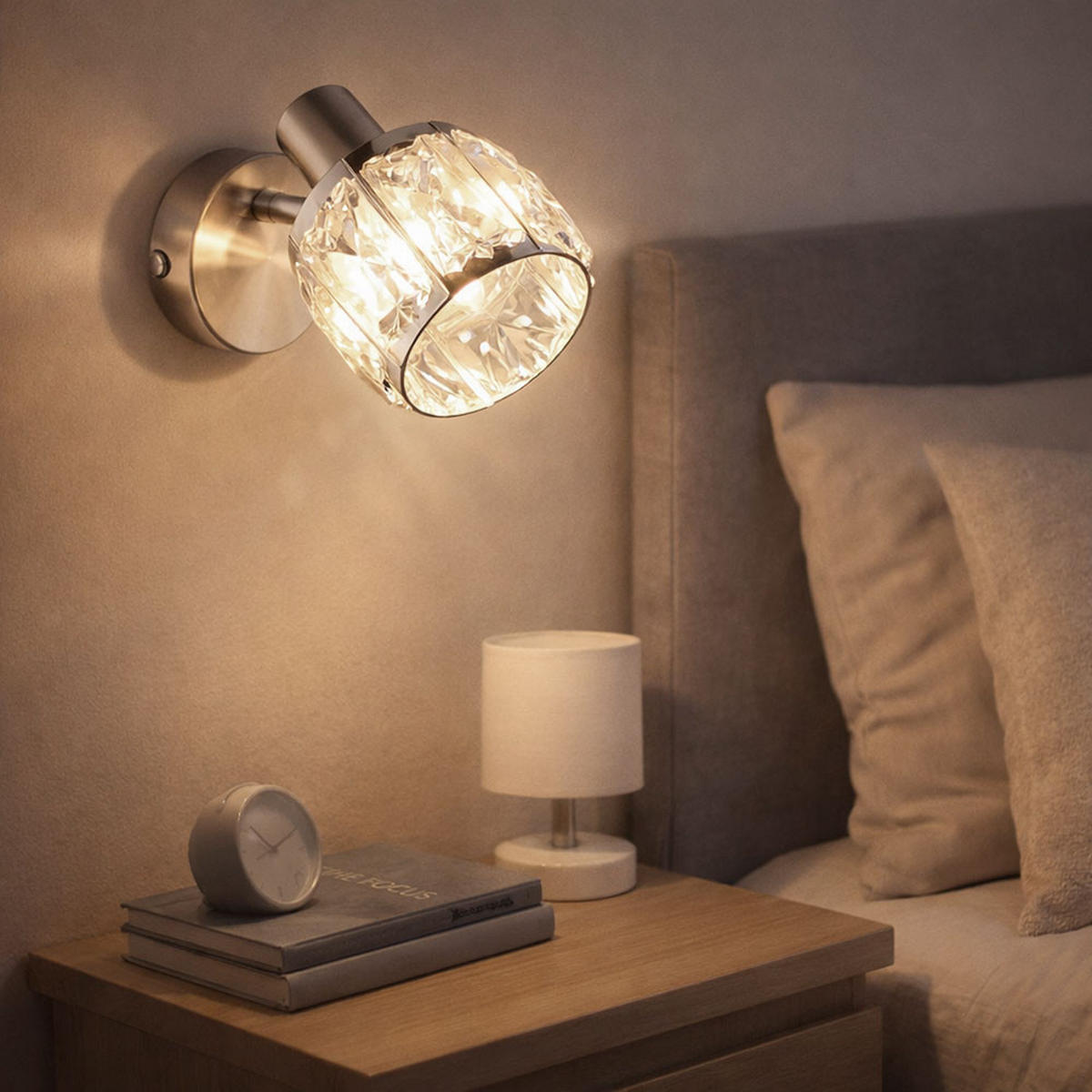 WANDLEUCHTE KRIS Silber Kristalloptik - Silberfarben, Glas (9.2/12.5/16cm) - Globo Lighting