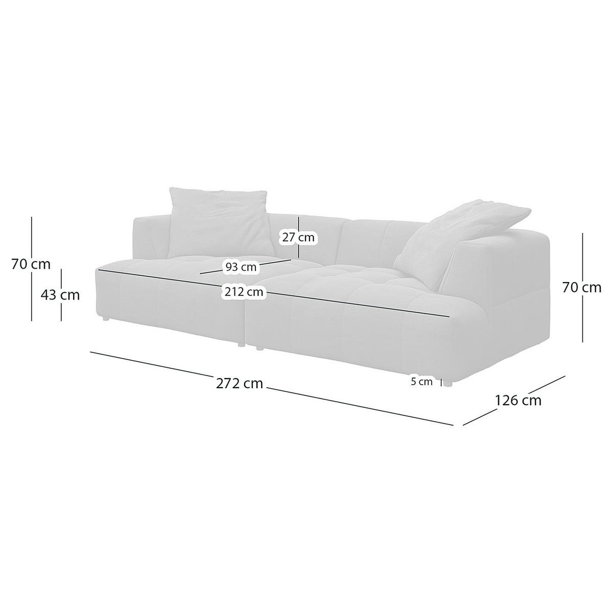 BIGSOFA - Beige/Schwarz, Holz/Kunststoff (272/70/126cm) - home24