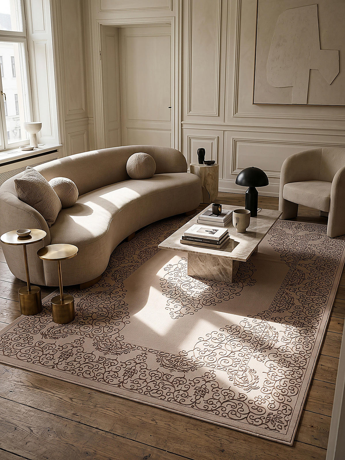 TEPPICH Kurzflor ERESMA Orient-Medaillon Polyester Beige 160 x 230 cm - Beige, Textil (160/230cm) - KADIMA DESIGN