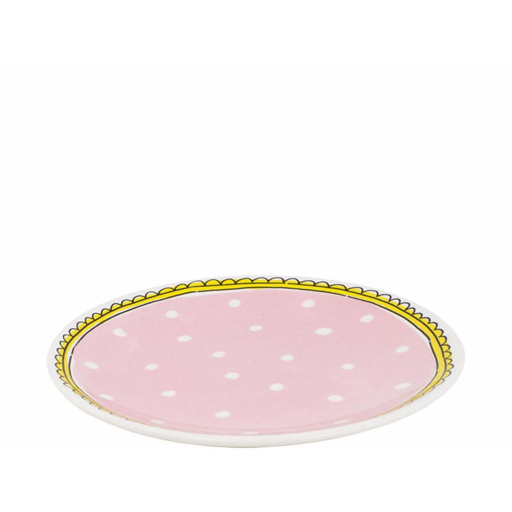 TELLER Punkt in Rosa - 18cm - Multicolor, Keramik (18/18/2cm) - Blond Amsterdam