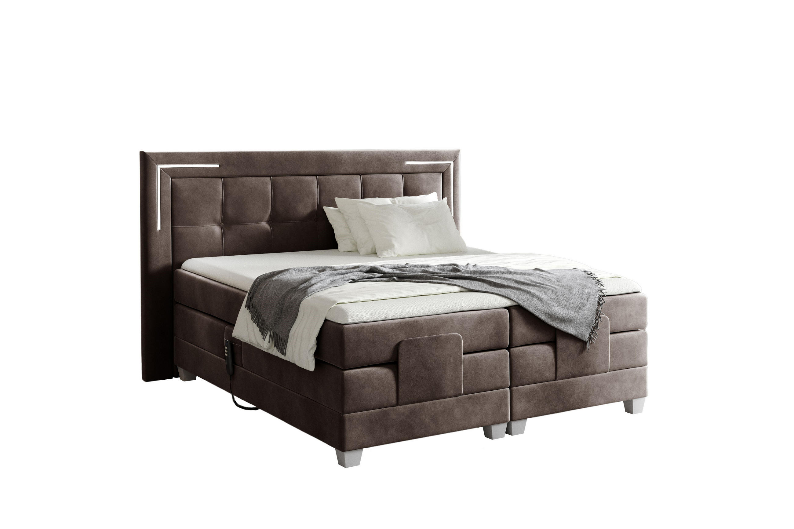 Meblini Boxspringbett Braun 140x200 cm