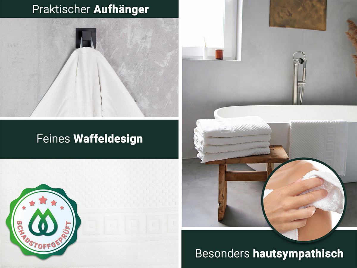 DUSCHTÜCHER, 5er-Set, 70x140 cm, 100% Baumwolle, Weiß - Weiß, Textil (70/140cm) - Zollner