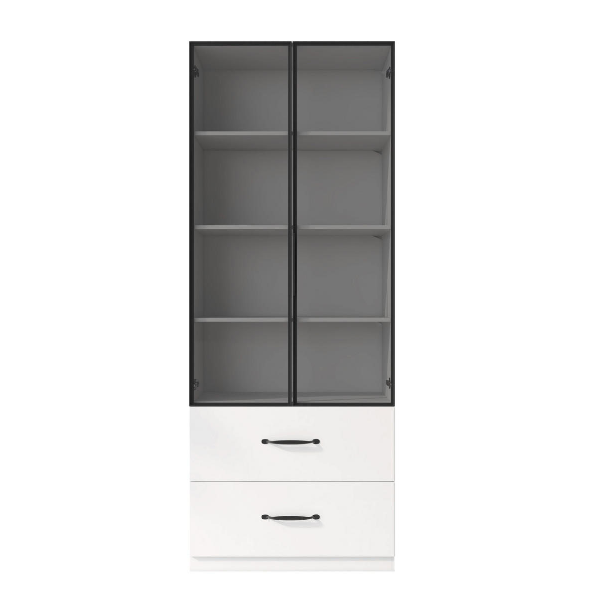 VITRINE aus Spanplatte 60x40x160cm in Weiß mit LED & Schubladen - Weiß, Holzwerkstoff (60/160/40cm) - Modfu