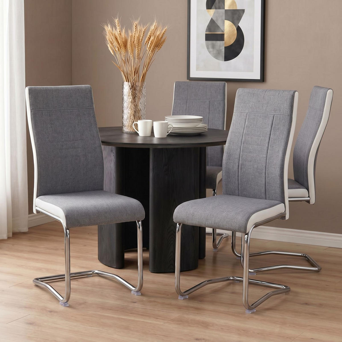 ESSZIMMERSTUHL ALBA 4ER-SET - Weiß/Grau, Textil (44/98/54cm) - CARO-Möbel