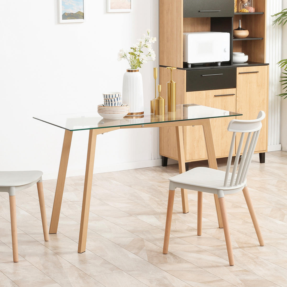 ESSTISCH Glas 120 x 60 cm für 4 Personen Transparent - Transparent, Glas/Metall (120/60/76cm) - HOMCOM