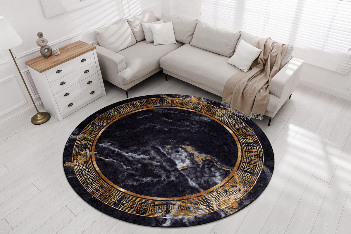 TEPPICH Miro 120 cm - Schwarz, Textil (120/120cm) - rugsX