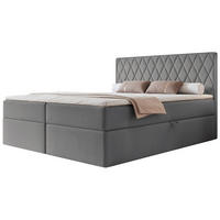 BOXBETT Carenzo Blau-grau, Velours, 160x200 cm - Goldfarben/Hellgrau, Textil (160/200cm) - Selsey