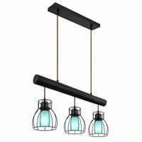 LED HÄNGELEUCHTE Holz Schwarz Metallgitter - Schwarz, Holz (60/13.6/140cm) - Globo Lighting