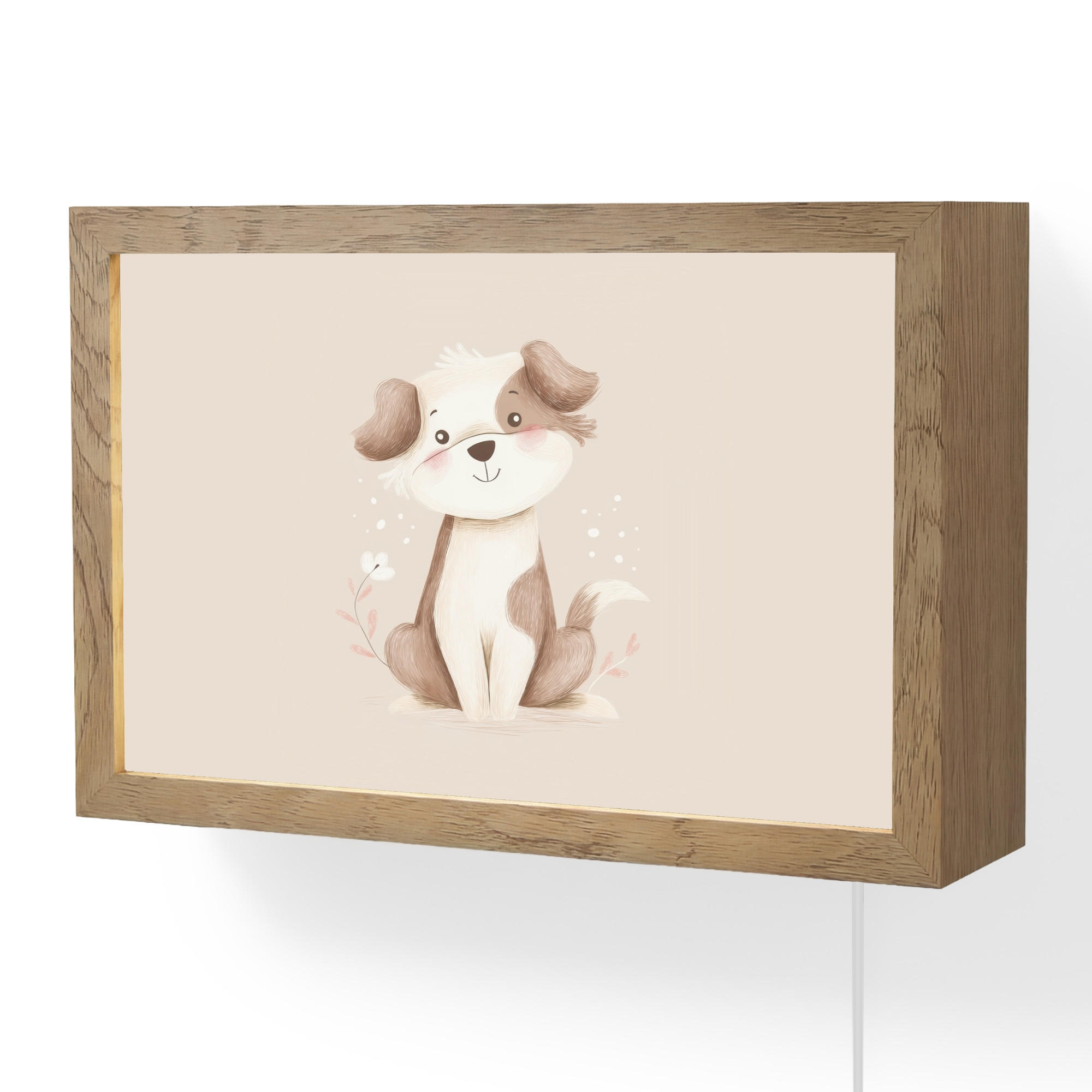NÁSTĚNNÁ LAMPA Pes - skvrnitý - hnědý 30x20 cm - béžová, kompozitní dřevo (30/20/8cm) - OnlyWow