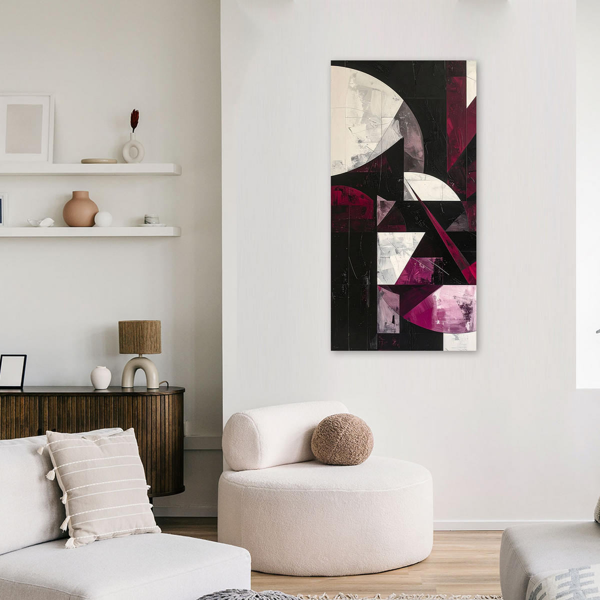 LEINWANDBILD 3D und geometrisch 60x120cm - Rot, Textil (60/120cm) - Feeby