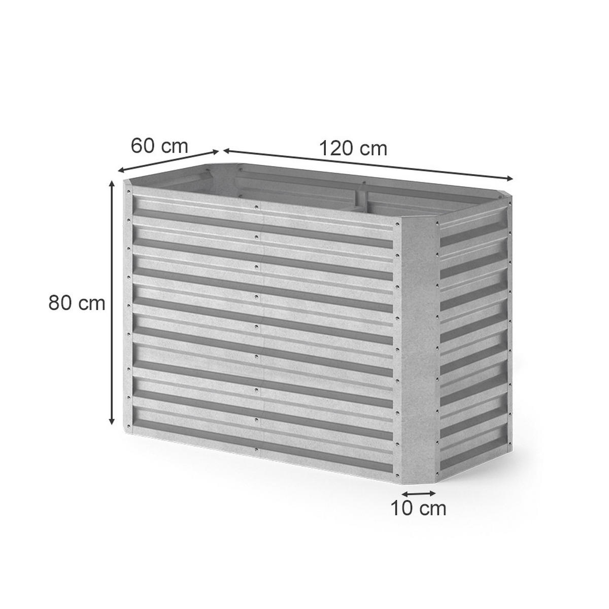 HOCHBEET Silber 120 x 60 cm - Silberfarben, Metall (120/80/60cm) - OK-Living