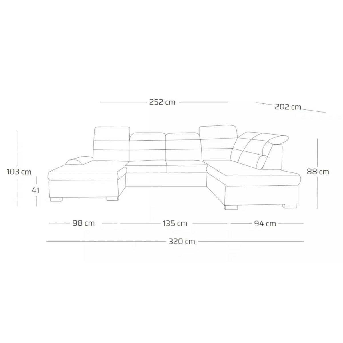 ECKSOFA U-Form CLOUD U Rechts mit Schlaffunktion 120x252 Velours Dunkelgrau - Dunkelgrau/Silberfarben, Holz/Kunststoff (202/103/320cm) - Muffo
