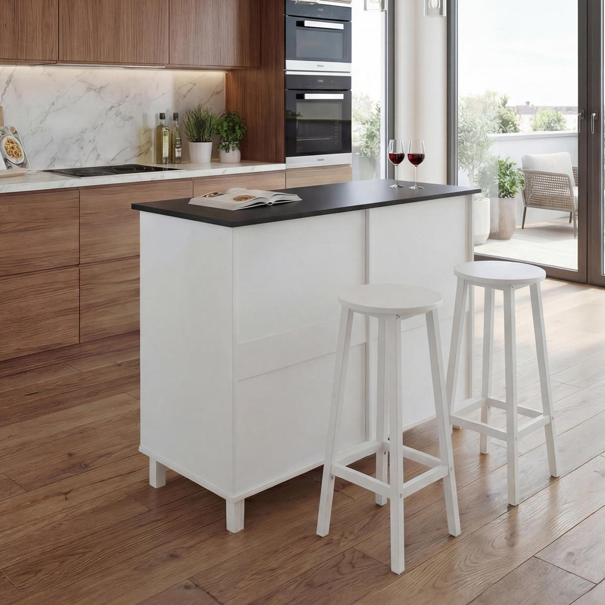 KUCHYŇSKÝ ostrůvek Bílý, černý - bílá/černá, dřevo (131/90/47cm) - MCW
