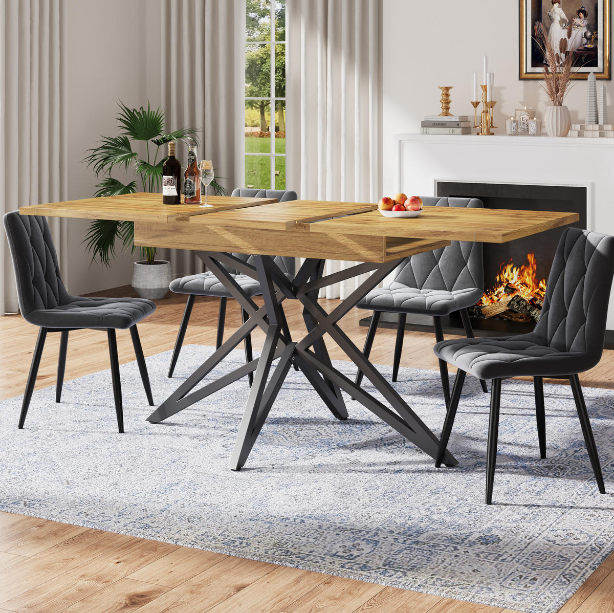 ESSTISCH 120/160/66,1 cm Walnuss aus MDF und Metall mit Ausziehfunktion - Braun, Holzwerkstoff (120/80/66.1cm) - OKMYHOME