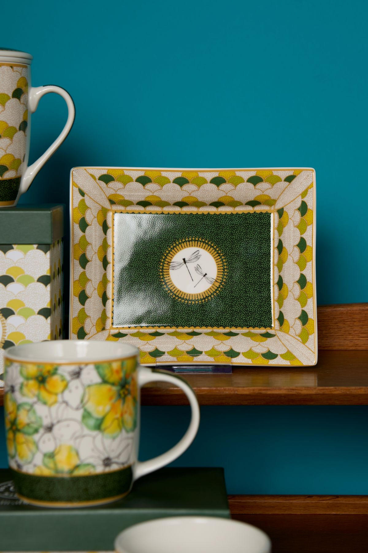 SCHALE/ Porzellanplatte rechteckig MIRABILIA 16 x 20 cm "Libellula" - Orange, Keramik (10.6/10.6/18.4cm) - Rose & Tulipani