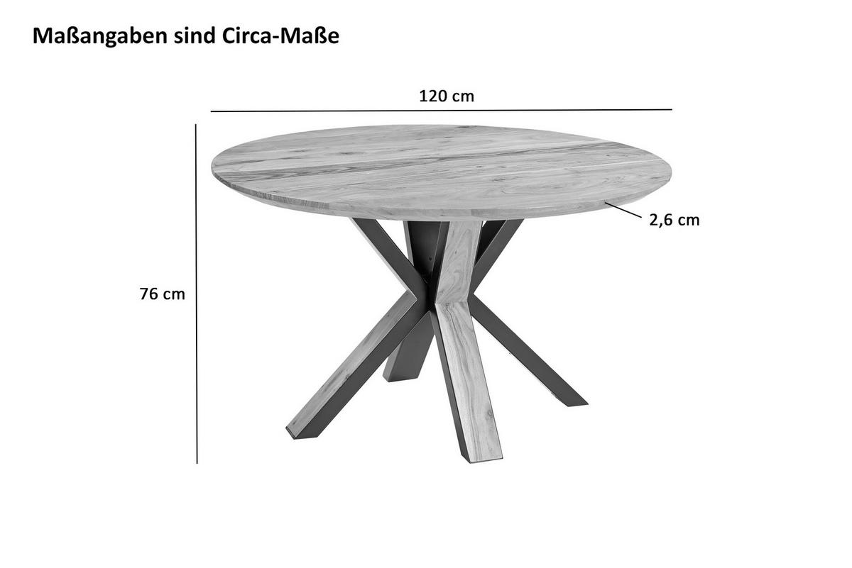 ESSTISCH KIMBERLY - Beige/Schwarz, Holz/Metall (120/120/77cm) - SAM