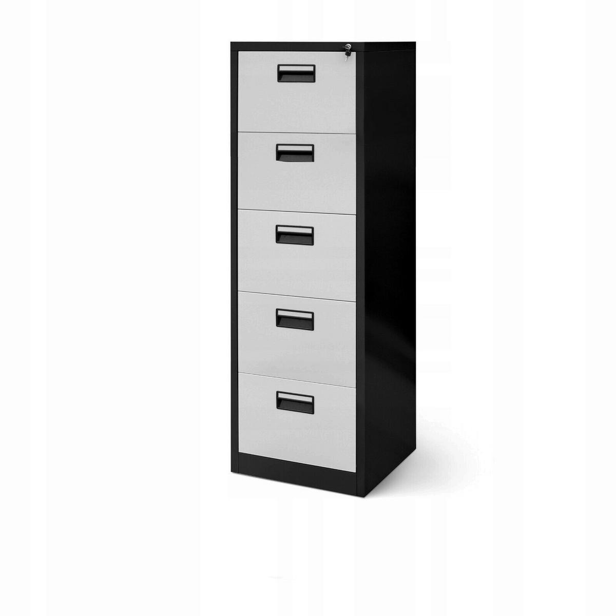 AKTENSCHRANK mit 5 Schubladen SARA V5 - Anthrazit/Weiß, Metall (46/162/62cm) - Jan Nowak