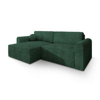 ROHOVÁ SEDAČKA FIANO tmavě zelená - šedá/tmavě zelená, dřevo/textil (245/148cm) - MASSENO