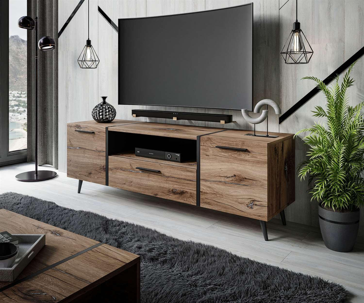Thumbnail - Lookway Tv-Element, Eiche, Holzwerkstoff, 158x53x41.3 cm, Wohnzimmer, TV Möbel, TV-Racks