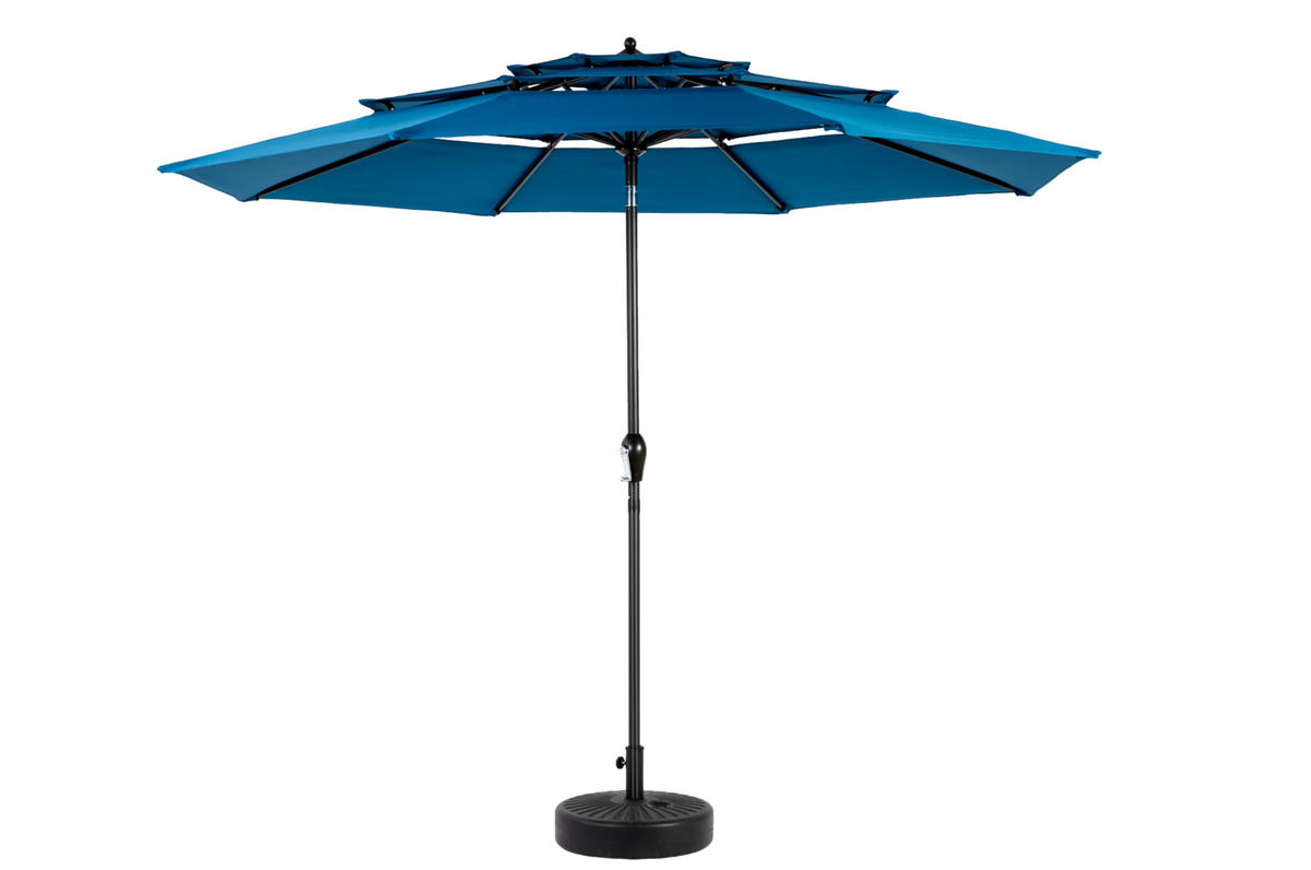 SONNENSCHIRM aus Stahl 294x294x250 cm in Dunkelblau mit Kurbel & Kippfunktion - Dunkelblau, Metall (294/294cm) - Modfu