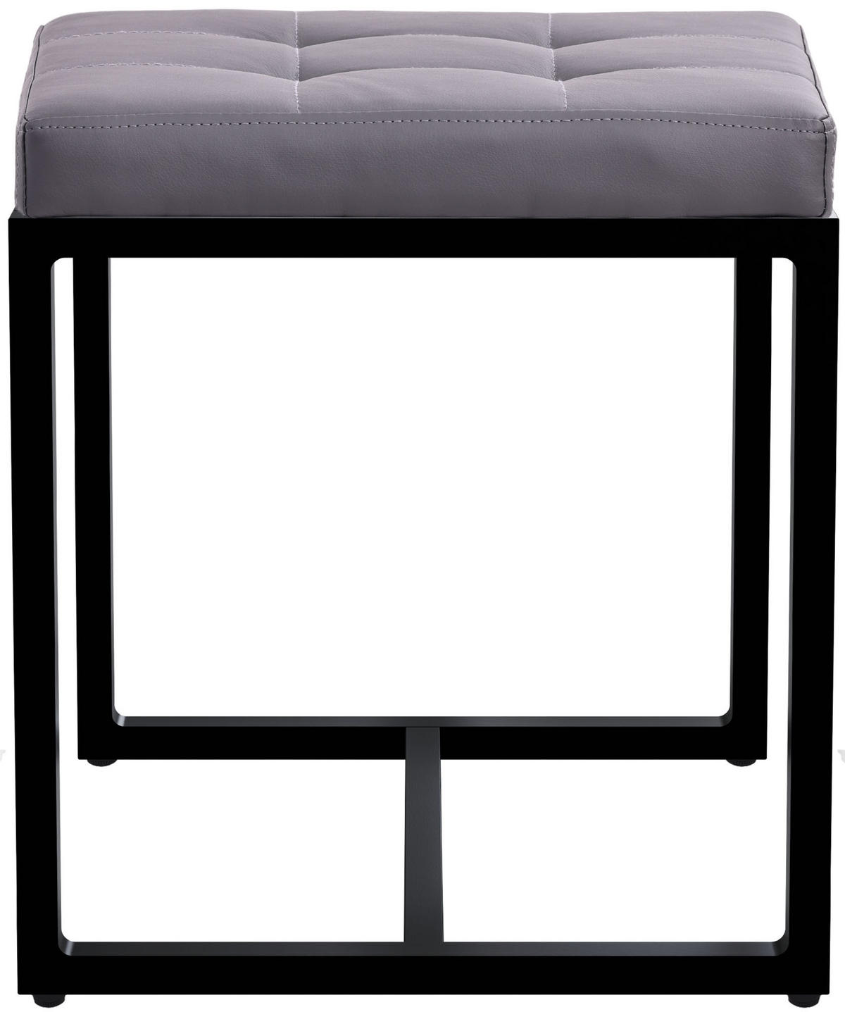 SITZWÜRFEL eckig 40/40/48 cm Lederlook grau - Schwarz/Grau, Textil/Metall (40/48/40cm) - CLP