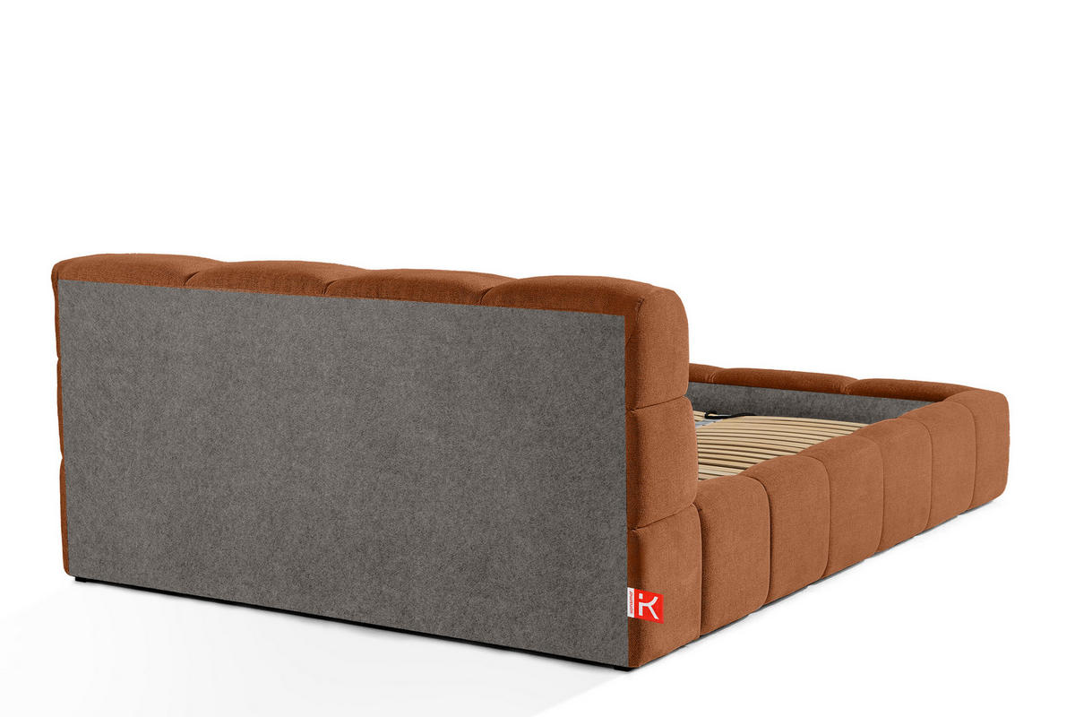 POLSTERBETT AERI 140/160/180/200 mit Rahmen und Bettkasten, orange - Orange, Holz/Holzwerkstoff (140/200cm) - KONSIMO®