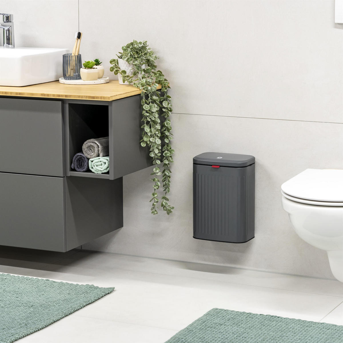 ABFALLEIMER 6 Liter, grau - Grau, Metall (22.5/31/16.5cm) - eluno