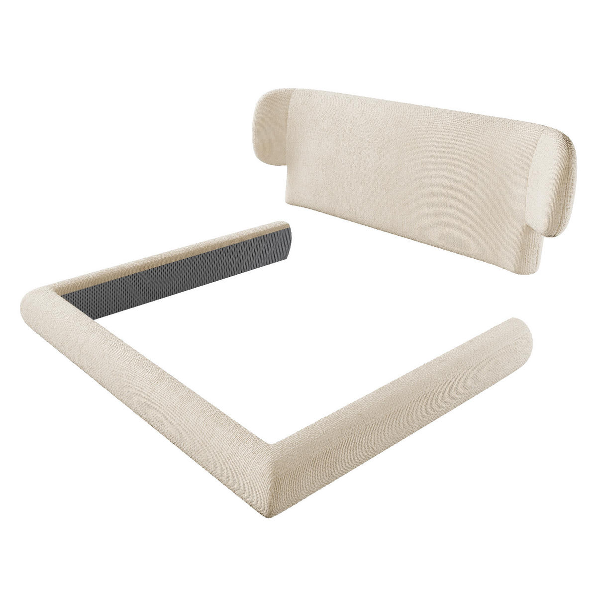POLSTERBETT 160/200 mit gepolstertem Kopfteil und Lattenrost in Beige - Beige, Holzwerkstoff/Textil (160/200cm) - EVRYAE