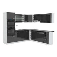 ECKKÜCHE R-Line Anthrazit Hochglanz/Weiß 237 x 247 cm, AP Anthrazit - Anthrazit/Weiß, Holzwerkstoff (247/81.6/60cm) - Vicco