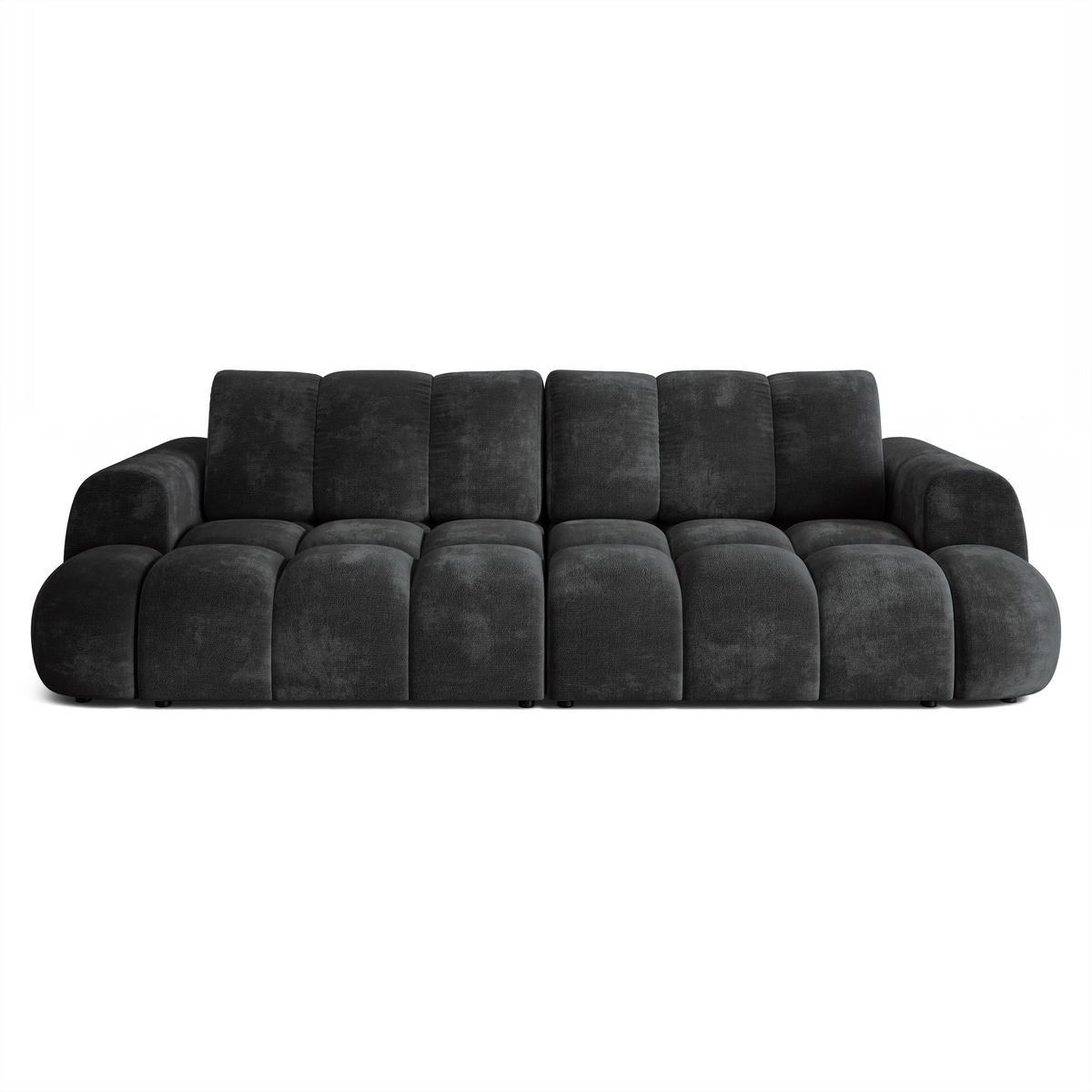 BETTSOFA DAFNE Schwarz Chenille-Stoff mit Schlaffunktion - Schwarz, Textil (300/88/113cm) - MASSENO