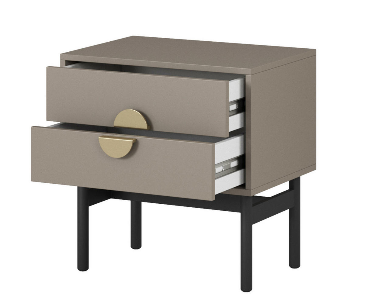 NACHTSCHRANK Stoon Steingrau 55 cm - Beige/Goldfarben, Holzwerkstoff/Metall (55/57/38cm) - Selsey