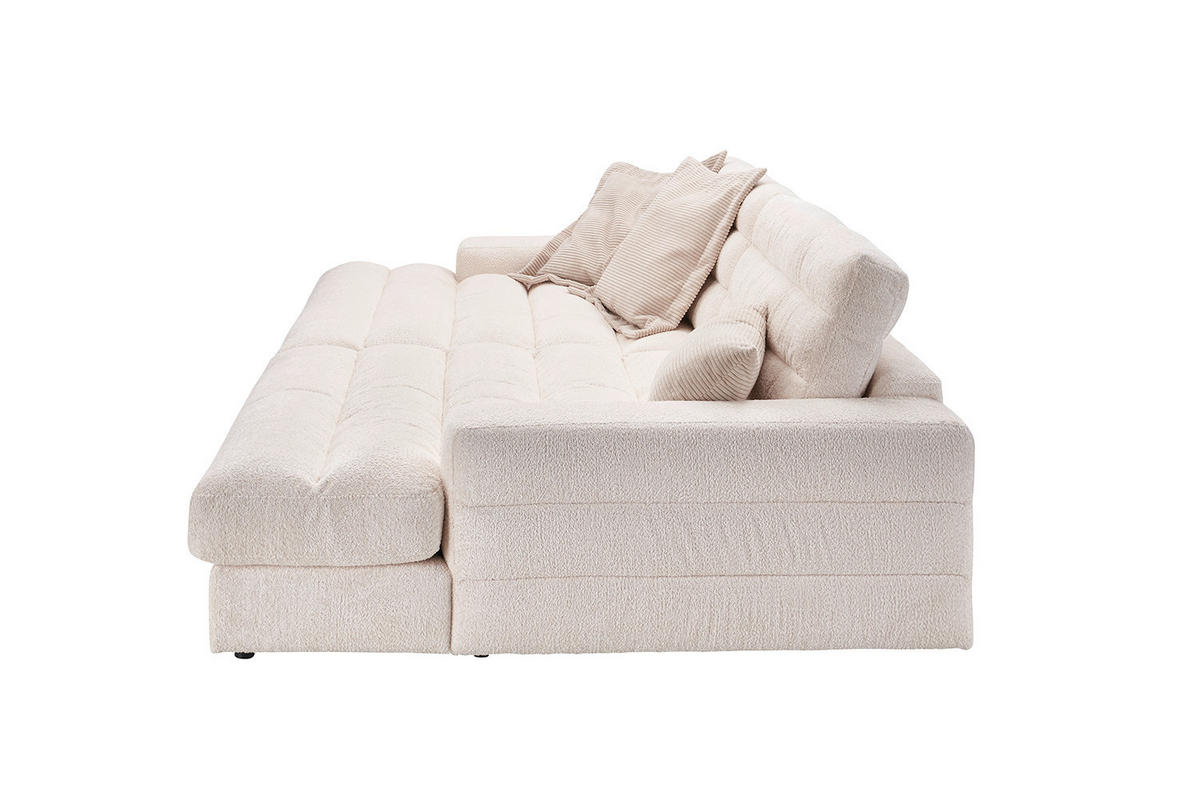 BIG SOFA LANA Weiß Webstoff - Schwarz/Weiß, Textil (296/83/178cm) - KAWOLA