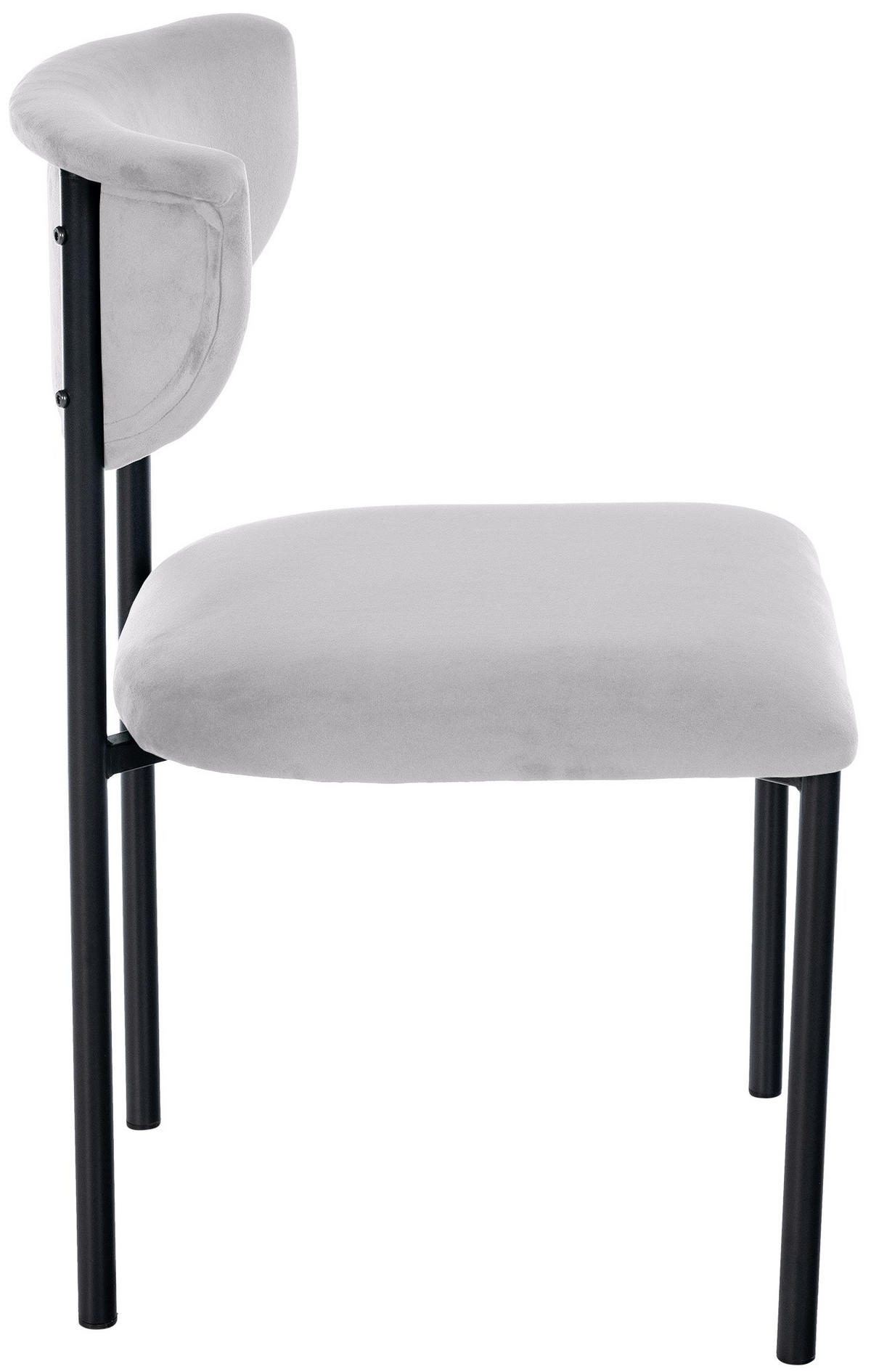 STUHL 2er Set Samt Grau - Grau, Textil/Metall (52/78/53cm) - CLP