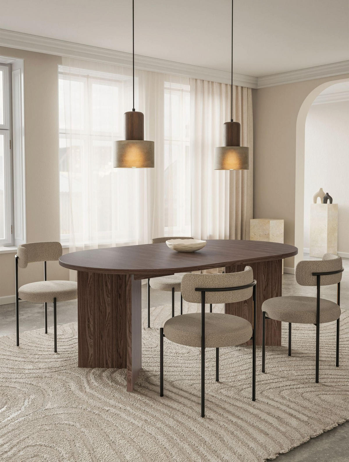 ESSTISCH Selsey Ovo rund, Holzoptik Nussbaum Wisconsin, ausziehbar, 110–190 × 110 cm - Nussbaumfarben, Holzwerkstoff (109.6/109.6/75cm) - Selsey