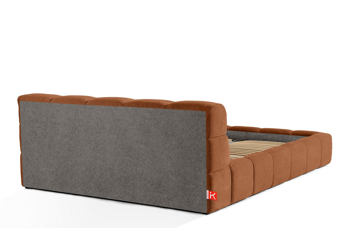 POLSTERBETT AERI 140/160/180/200 mit Rahmen und Bettkasten, orange - Orange, Holz/Holzwerkstoff (180/200cm) - KONSIMO®