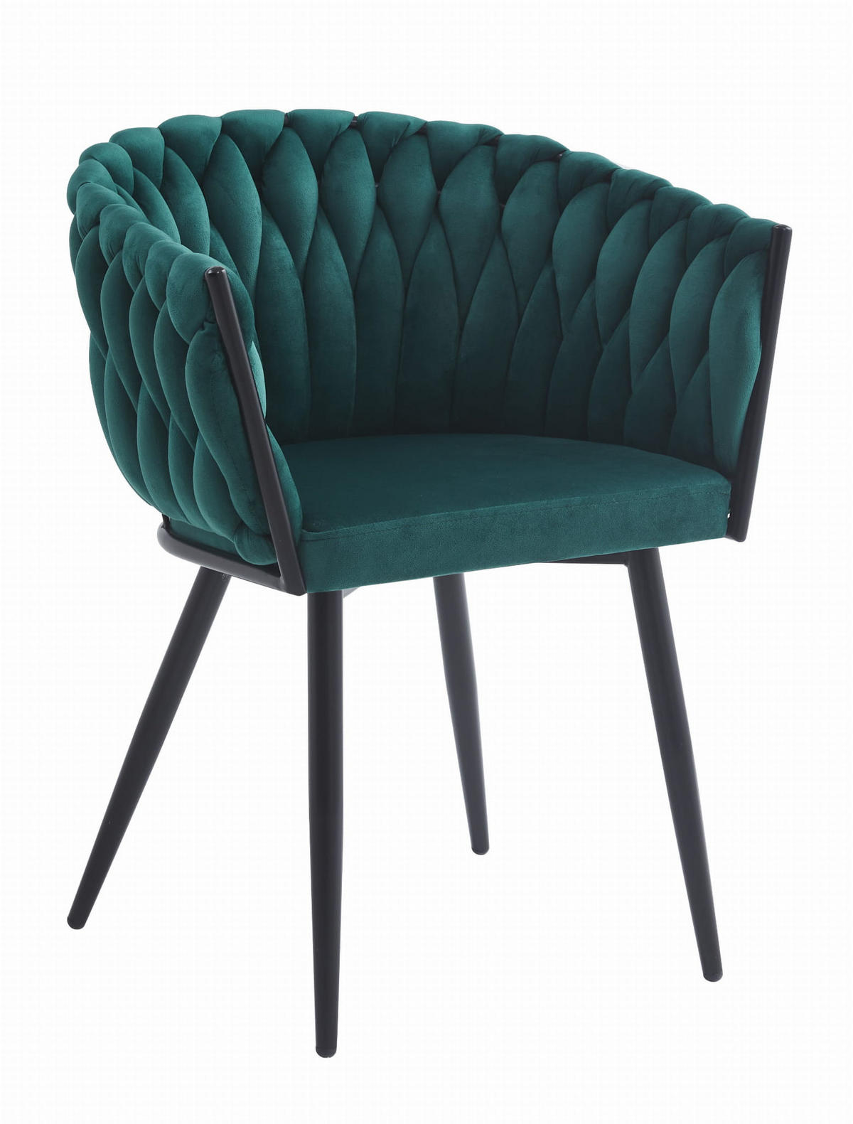 STUHL ARONA 1 Stück, Grün, Schwarze metallische Beine - Grün, Textil/Metall (61/79/55cm) - Komodee