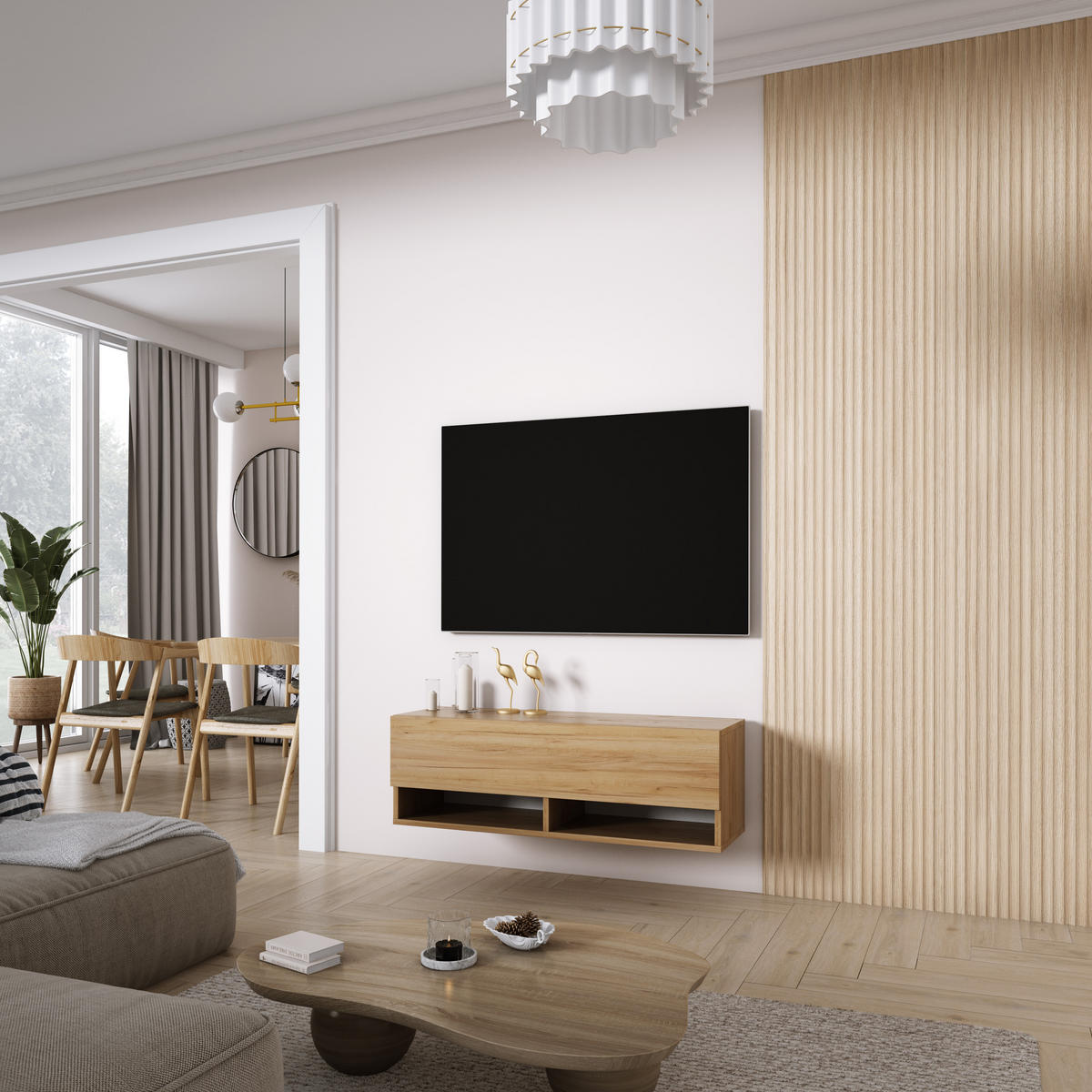 TV-LOWBOARD 100 cm Eiche Craft, 100 × 32 × 34 cm - Braun, Holzwerkstoff (100/33.6/32cm) - 3XE LIVING